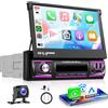 VECHTEL 2G+32G Autoradio 1 Din con Carplay Android Auto senza Fili, 6.9 Pollici Schermo Tattile Stereo Auto Supporto Bluetooth 5.0 Radio FM RDS GPS Wi-Fi Mirror Link USB/Type-C Telecamera Posteriore