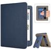 Caweet Custodia per Tolino Shine Color/Shine 5(2024)/Shine 4(2022) e Kobo Clara Colour/BW/2E, Copertina con Appoggio Ripiegabile, Slot per Carte, Fascia per Mano e Auto Sleep/Wake, Blu
