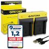 PATONA Caricabatterie Doppio per Canon BP-807, BP-808, BP-809, BP-819, BP-820, BP-827, BP-828 - per XA10, Legria FS200, FS305, FS406, Vixia G10, G20, M300, M400 - due batterie insieme, metà attesa