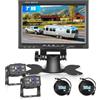 VECHTEL Telecamera Retromarcia HD 1080P 7 Pollici IPS Monitor 2 Camera Kit, Impermeabile IP68 IR Visione Notturna Telecamera di Retromarcia per Camion, Autobus, Furgoni, Camper, 10M cavo+15M cavo