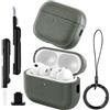 Ainiv Custodia Compatibile con Airpods Pro 3 (2025) con Kit Di Pulizia, Custodia Protettiva in Tpu con Texture in Pelle E Portachiavi, Led per Frontale, per Airpods Pro 3 Generazione - Grigio