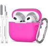 MHYALUDO Custodia per Airpods 3a generazione 2021,Custodia protettiva in morbido silicone per Airpods 3 con LED visibile sulla parte anteriore,con kit di pulizia,Rosa