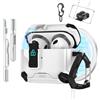 LEWOTE Custodia compatibile con AirPods di 4 generazione con kit di pulizia e portachiavi apribirra, con funzione di supporto per telefono, interruttore automatico a scatto sicuro per custodia di
