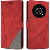 SONWO Cover per Honor X9 Custodia, Flip Caso in PU Pelle Case Cover Premium Portafoglio Custodia per Honor X9, Supporto Stand, Slot per Schede, Rosso