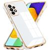 Kaywzo Cover per Samsung Galaxy A52s/A52 4G/5G,Minimalismo Sottile Placcatura TPU Custodia,Design Antiurto a Quattro Angoli,Moda Brillanti Specchio Silicone Case Cover,Bianca