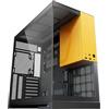 Geometric Future M5 Mid Tower in vetro temperato, case da gioco E-ATX/ATX, acciaio da 1,2 mm, tipo C, pannelli senza attrezzi, supporto radiatore 420/360, doppia camera, nero/giallo, GEO-M5-BY