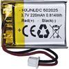 HXJNLDC Batteria ricaricabile al polimero di litio CC 3.7V 220mAh 502025, adatta per prodotti elettronici fai da te 3.7-5V con sostituzione della batteria a 2 fili incorporata e luci LED