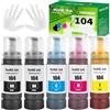 FANSHENG 104 Inchiostro compatibile con epson 104 le cartucce 104 per ET-1810 ET-2870 ET-2720 ET-2715 ET-2721 ET-2712 ET-2810 ET-2820 ET-2821 ET-2825 ET-2826 ET-4700 ET-4800 (5 Pack 2BK/C/M/Y)
