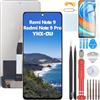 YHX-OU Display Nero da 6,67 per Xiaomi Redmi Note 9 PRO Redmi Note 9s Schermo LCD Touch Screen di Ricambio con Strumento + 1 Pellicola Protettiva