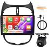 Hodozzy 【4+128G】Hodozzy Carplay Autoradio per Peugeot 206/206cc/Citroen C2 2002-2010, 9 Pollici Schermo In-Cell Stereo Auto Bluetooth 5.0 con Android Auto/EQ/GPS/Wifi/RDS/USB/SWC/DSP+Telecamera Posteriore