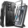 TONGATE Custodia Compatibile per Samsung Galaxy S24 Ultra, [Proteggi Schermo Integrato e Cover Fotocamera Scorrevole] [2 Cornici Anteriori] Custodia Antiurto con Supporto e Clip da Cintura, Nero