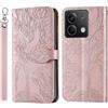 MUMOYAN Cover per Xiaomi Redmi Note 13 4G Custodia Cover in Pelle Portafoglio a Libro con Fiori Disegni Porta Carte Magnetica Cover Flip Case Cuoio Antiurto Custodia -Oro Rosa