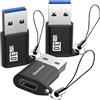 Omivine Adattatore da USB a USB-C (3Pcs), presa USB-C a USB 3.0 con cordino, adattatore USB-A a tipo C, convertitore di caricabatterie per telefono/computer portatile/auto, cuffie, microfono/scheda audio
