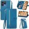 MOJIA Custodia Portafoglio per Cubot A40, Pelle PU Flip Cover per Telefono con Guscio Interno in TPU, Multifunzione Porta Carte con Cinturino Polso. Blu