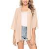 Irevial Cardigan di Chiffon Donna Estivo a Maniche 3/4 Coprispalle Spiaggia Top Tinta Unita Albicocca M
