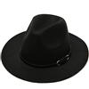 VASANA Cappello Classico Unisex in Misto Lana Fedora Tesa Piatta Chiesa Derby Cappello a Tesa Larga Classico Maiale Torta con Fibbia per Cintura per Feste di Nozze Talent Show Performance