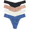 Hanky Panky Daily Lace Original Rise Thong - Mutande Donna in Pizzo Elasticizzate, Set 4 Pz, Tanga Donna con Vita Alta - Slip Donna Cotone e Nylon, Lingerie per Completo Intimo Donna, Taglia Unica