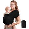 WUFANC Fascia Porta Bebe, Fascia Neonato 0-36 Mesi Traspirante in Cotone, Marsupio Neonato con Portata Massima di 15 kg, Nero Marsupio Bambino 5,3 m × 0,58 m, Marsupio Ergonomico Neonato