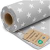 Amazinggirl Tessuto al metro cotone 2M x 160 cm - Tessuti e stoffe per cucito creativo decorazione e fai da te Stoffa ideali per abbigliamento arredamento Oeko-Tex Stelle bianche su grigio