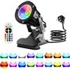 Jonuin Faretto LED a Morsetto, 15 Luci RGB + Luce Caldo, 6W con Telecomando & Interruttore Impermeabile, Cavo 3m & Spina EU, IP65 Resistente all'Acqua, Illuminazione Interno Esterno Giardino Terrazza