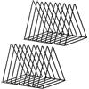 Beihaoer 2 pcs Portariviste, porta giornali, da scrivania, in ferro, multifunzione, a triangolo, per decorare casa, ufficio, librerie (nero)