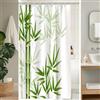 Uiiooazy Tenda Doccia Antimuffa, Tenda da Doccia 120x200cm Bambù Spa Foglie Verde Zen Pianta Motivo Tende da Bagno Tessuto Lavabile Impermeabile Poliestere Tende per Vasca da Bagno con 8 Anelli
