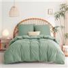WAVVE - Set di biancheria da letto con copripiumino 200 x 200 cm, con 2 federe 65 x 65 cm, per 2 persone, per letto 140 x 190 cm, 160 x 200 cm, con chiusura a cerniera, in microfibra, verde 200 x 200