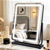 MantoLite Specchio da Trucco Illuminato LED Rettangolare 40x47 cm, Nero