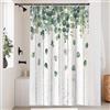 Uiiooazy Tenda Doccia Antimuffa, Tenda da Doccia 120x180cm Foglie Verde Eucalipto Tavola di Legno Grigio Tende da Bagno Tessuto Lavabile Impermeabile Poliestere Tende per Vasca da Bagno con 8 Anelli