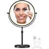 OMIRO 1X/10X specchio ingrandente, 21 cm, specchio cosmetico girevole su entrambi i lati, con supporto regolabile in altezza (nero)