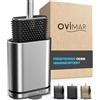 Ovimar Scopino Omofyr in Argento | Silicone Con Ventilazione | Acciaio Inox | Vaschetta Raccogli Gocce Rimovibile | Larghezza 6 cm | Montaggio Verticale o a Parete in Bagno