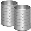 GOMETY 12 posacenere in acciaio inox, 10 cm, impilabile, in argento, rotondo, moderno, posacenere portatile, posacenere moderno, moderno da tavolo, posacenere per interni ed esterni