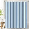 Hopomoon, tenda per doccia a righe blu e bianche, tenda da bagno vintage in tessuto di poliestere impermeabile con righe verticali geometriche e 12 ganci, 183 x 183 cm