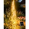 Joycome Fascio di Luce 1m 100 LED Solare Luci a Cascata, 8 modalità di Illuminazione Catena Luminosa, Impermeabili Luci Decorative Stringa per Natale Festa Matrimonio