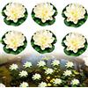 JOKILY 6 fiori galleggianti, piante di giglio d'acqua, ninfee artificiali, galleggianti, fiori artificiali, loto bianco, piante da stagno, decorazione per laghetti da giardino, giardino e acquario