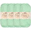 BambooMN JubileeYarn Baby Gomitolo da 50 g di filo morbido in bambù e cotone, verde menta, 4 matasse