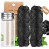 LAOYE 60m filo interdentale ecologico fili interdentale nero Menta senza plastica biologico cerato con candelilla bambù carbone attivo - in bottiglia di vetro + 2x30m