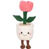 GIPSY TOYS - Mimi Flowers - Peluche Fiore - Tulipano Rosa con Vaso Crema - 24 cm - Idea Regalo Bambini e Adulti - Peluche Kawaii - Morbido e Lavabile - Peluche Fiore Positivo