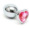 Rimba Buttplug, SMALL con cristallo a forma di cuore (unisex) Argento/Rosa