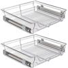 BAKAJI Set 2 Cassetti Telescopici Cassetto Telescopico Mobili Cucina Cestello Mensola Estraibile Mobile Salvaspazio con Binario in Acciaio Inox (60 cm Set 2 Pezzi)