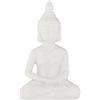 Relaxdays Statua del Buddha Seduto, Figura H:17 cm, per Interni ed Esterni, Resistente alle Intemperie, Ceramica, Bianco