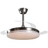 DRW Lampada Ventilatore da soffitto cromato con pale retrattili 3 colori di luci e telecomando Ø106 x 36 - 53 cm
