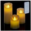 Relaxdays Candele a LED, Set da 3 Ceri con Funzione Timer e Telecomando, Fiamma Oscillante Finta, Lumini, Bianco Crema