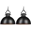 Relaxdays Lampada a sospensione design industrial look shabby, per sala da pranzo, LED E27, lampadario Ø 40,5 cm, nero (Confezione da 2)