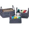 Relaxdays 3 Pezzi Cestini Portaoggetti in Feltro, Set da 3 Borse Portalegna, 10, 17 e 25 L, con Manici, Grigio Scuro Bianco, Ferro, 20,5 x 42 x 31 cm