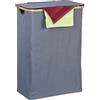 Relaxdays Cesto Portabiancheria con Coperchio, 105 L, Contenitore Panni in bambù e Poliestere Pieghevole, Grigio Marrone