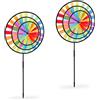 Relaxdays Set da 2 Girandole a Vento, Design Arcobaleno, Giardino e Balcone, Gioco da Bambini, HLP 72x35x15 cm, Colorata
