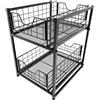 KD Essentials - Organizer sottolavello - 2 ripiani, metallo | Scaffale per mobile cucina, più ordine sotto il lavello o nell'armadio detersivi, due cassetti, montaggio facile, impilabile