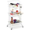 Relaxdays Carrello da Cucina con Ruote, 3 Ripiani, 2 Freni, Portaoggetti per Bagno e Ufficio, HxLxP: 86x43x42 cm, Bianco