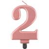 Beauty&Charm Godan Candela in legno con numero 2, oro rosa metallizzato, altezza 8 cm
